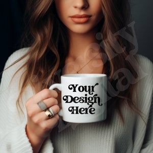 11 oz Mug Mockup, Blank Mug Mockup, Black Model Coffee Mug Mockup, White Ceramic Cup Mockup, Diverse Model Mug Mockup, Mug Mockup