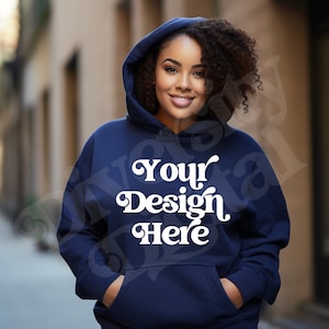 Navy Blue Hoodie - Etsy