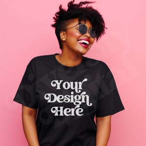 Plus Size TShirt Mockup, Black Model Mockup, Gildan 5000 Mockup, Plus Size Mockup, Black Girl Mockup, African American Model Mockup