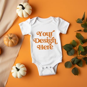 Fall Baby Infant Bodysuit Flat Lay Mockup, Fall Baby Mockup, Halloween Bodysuit Mockup, Flatlay Baby Mockup, Autumn Newborn Baby Mockup