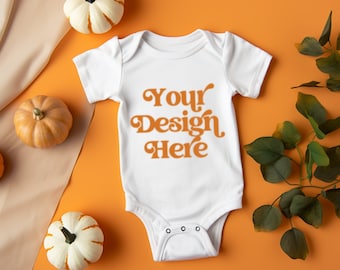 Fall Baby Infant Bodysuit Flat Lay Mockup, Fall Baby Mockup, Halloween Body Mockup, Flatlay Baby Mockup, Autumn Newborn Baby Mockup