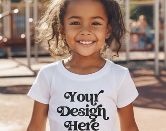 Black Kids Mockup Shirt, Kids Shirt Mock Up, Kid Tshirt Mockup, Kids Shirt Mockup, Diverse Kids Shirt Mockup, Girls White TShirt Mockups