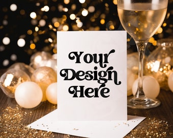 New Years Eve Card Mockup NYE Invitation Mockup New Years Greeting Card Mockup Holiday Card Mockup Thank You Greeting Gatsby Card Mockup