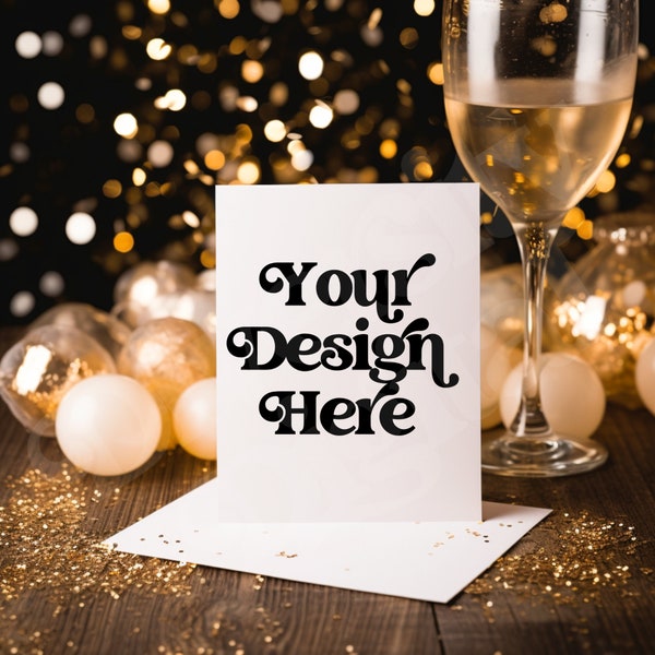 New Years Eve Card Mockup NYE Invitation Mockup New Years Greeting Card Mockup Holiday Card Mockup Thank You Greeting Gatsby Card Mockup