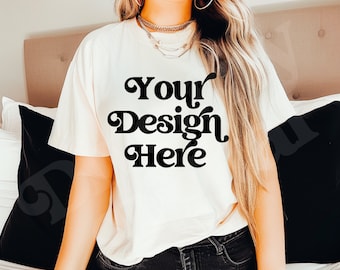 Ivory Comfort Colors CC17 Tattoo Model CC1717 Oversized Boyfriend Edgy Alt Mockup Grunge Mockup Feminist Aesthetic Mockup Edgy Girl Model