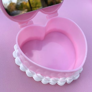 Strawberry Confetti Heart Decor Box With Mirror Vintage Decor Fake Cake Trinket Jewelry Box image 3