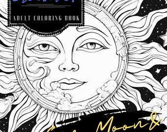 12 Sun, Moon, and Stars Printable Coloring Pages, Coloring Book, Downloadable Coloring Pages