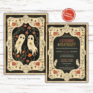 Modello di invito di nozze Eternal Soulmates 2 STAMPABILE / Invito carino gotico di Halloween / Download immediato