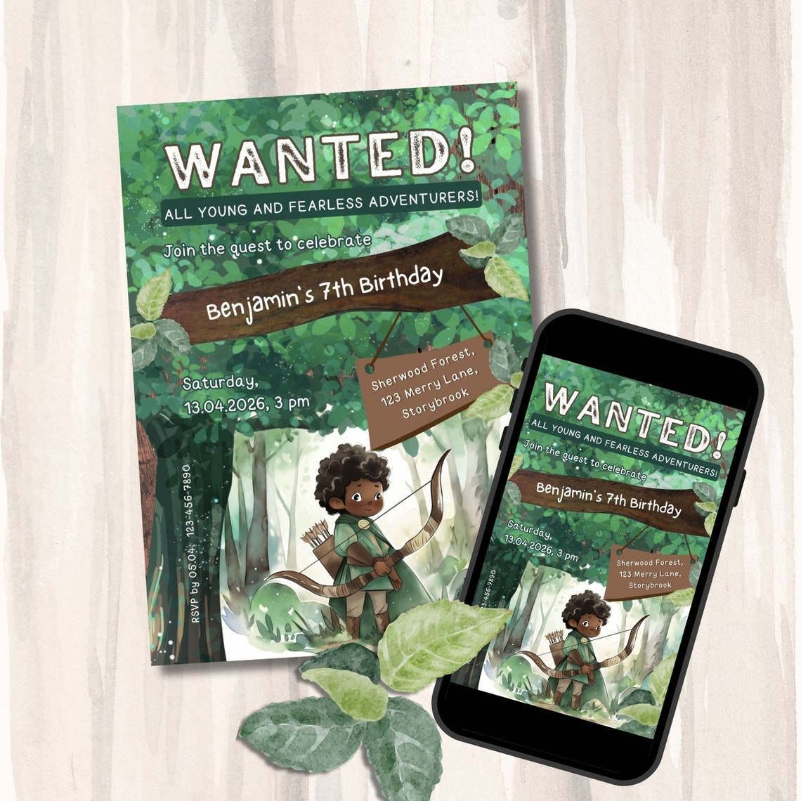 Robin Hood Birthday Invitation Template: Editable Kids Party Invite ...