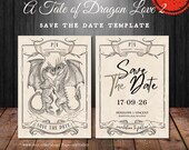 Dragon Wedding Save the Date Invitation: Vintage Tarot Template (Digital Download)