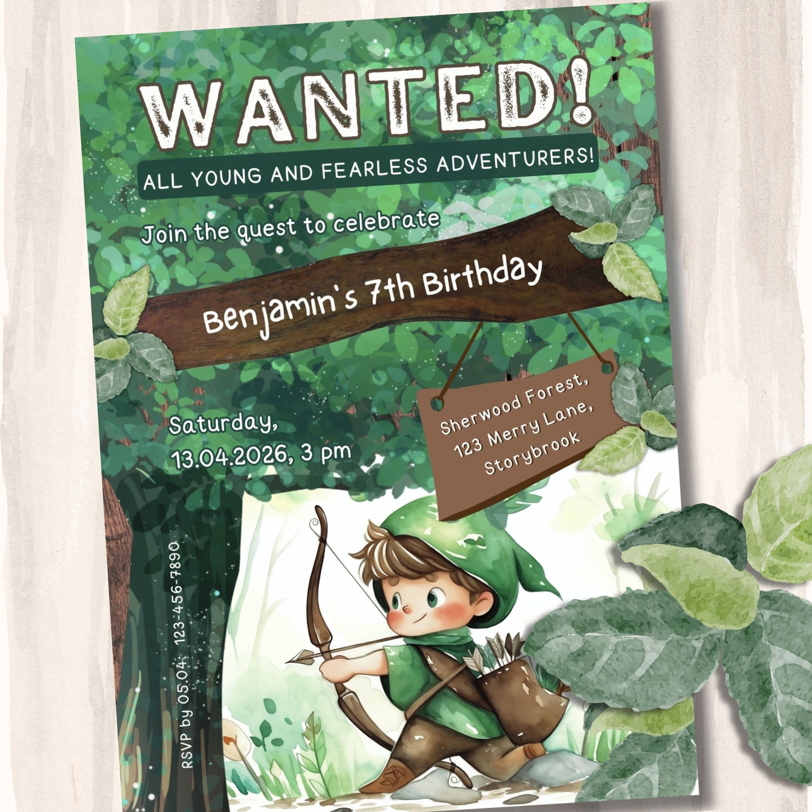 Robin Hood Birthday Party Invitation Template | Printable Birthday ...