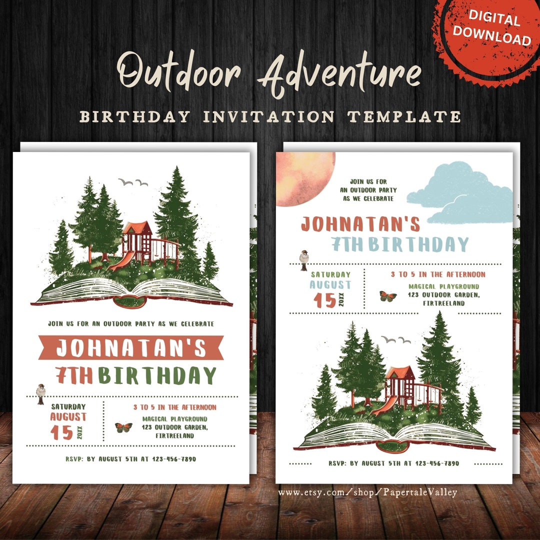 Outdoor Adventure Birthday Invitation: Book Theme (digital Download) - Etsy
