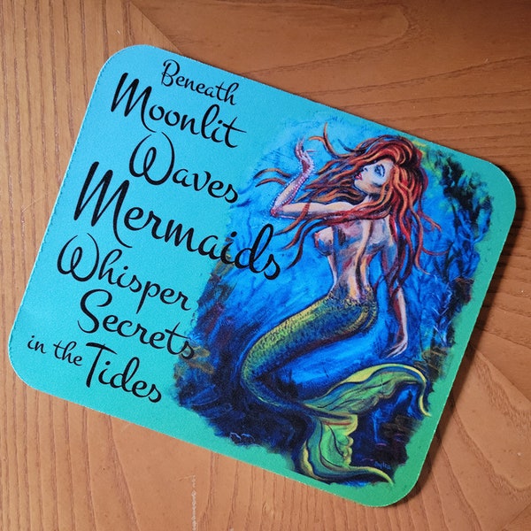 Mermaid Whisper Mouse Pad, Mermaid Mouse Pad, Siren Mouse Pad, Mermaid Art, Siren Art, Mermaid with Pearls, Siren with Pearls, Mermaid gift