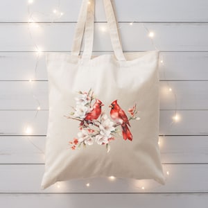 Cardinal Bird Tote Bag, Bird Tote Bag, Cardinal Shopping Bag, Dogwood Tote Bag