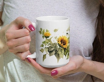 Sonnenblume Tasse, Cottagecore Kaffeetasse, Sonnenblume Geschenke, Sonnenblumen Tasse, Sonnenblume Kaffeetasse, Sonnenblume Teetasse, Sonnenblume Geschenke für sie
