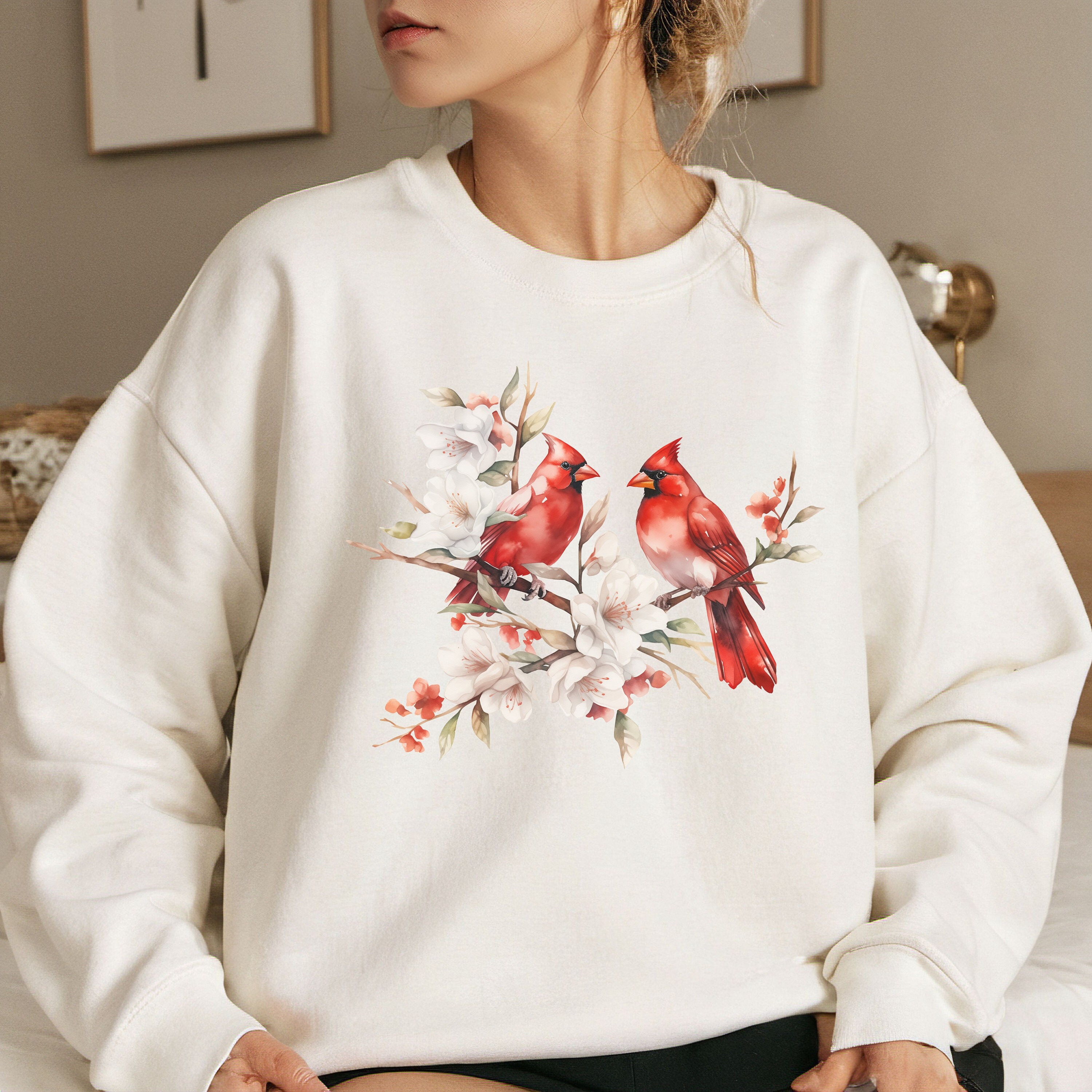 Cardinal Bird Sweatshirt, Red Cardinal Bird Shirt, Dogwood Sweatshirt, Cardinal Crewneck, Bird Sweatshirt, Cardinal Bird Lover Gift