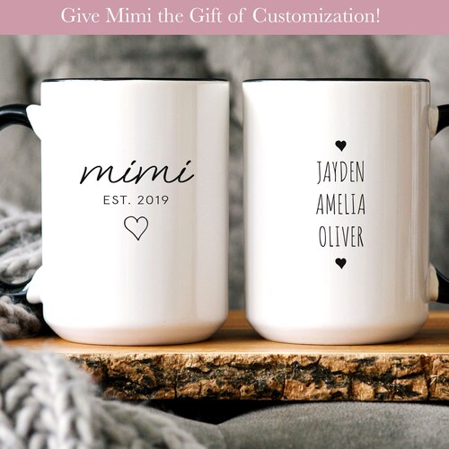 Custom Mimi Coffee Mug with Kids Name, Mimi Gift from Kids, Mimi Christmas Gift, Customized Mimi Mug Personalized, Mimi Gift for Mothers Day