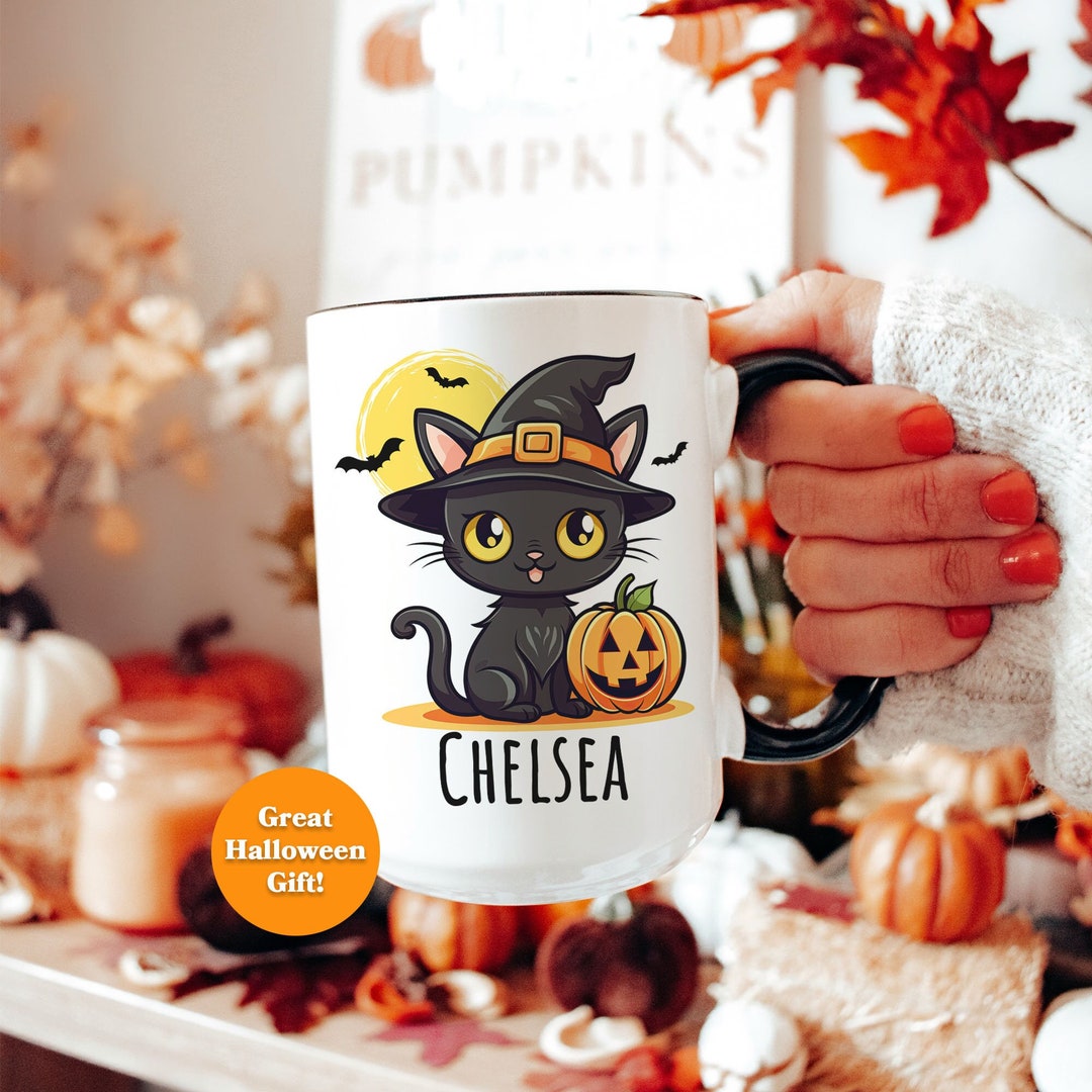 Cute Halloween Cat Mug Custom Cat Mug Cat Lover Gifts Etsy