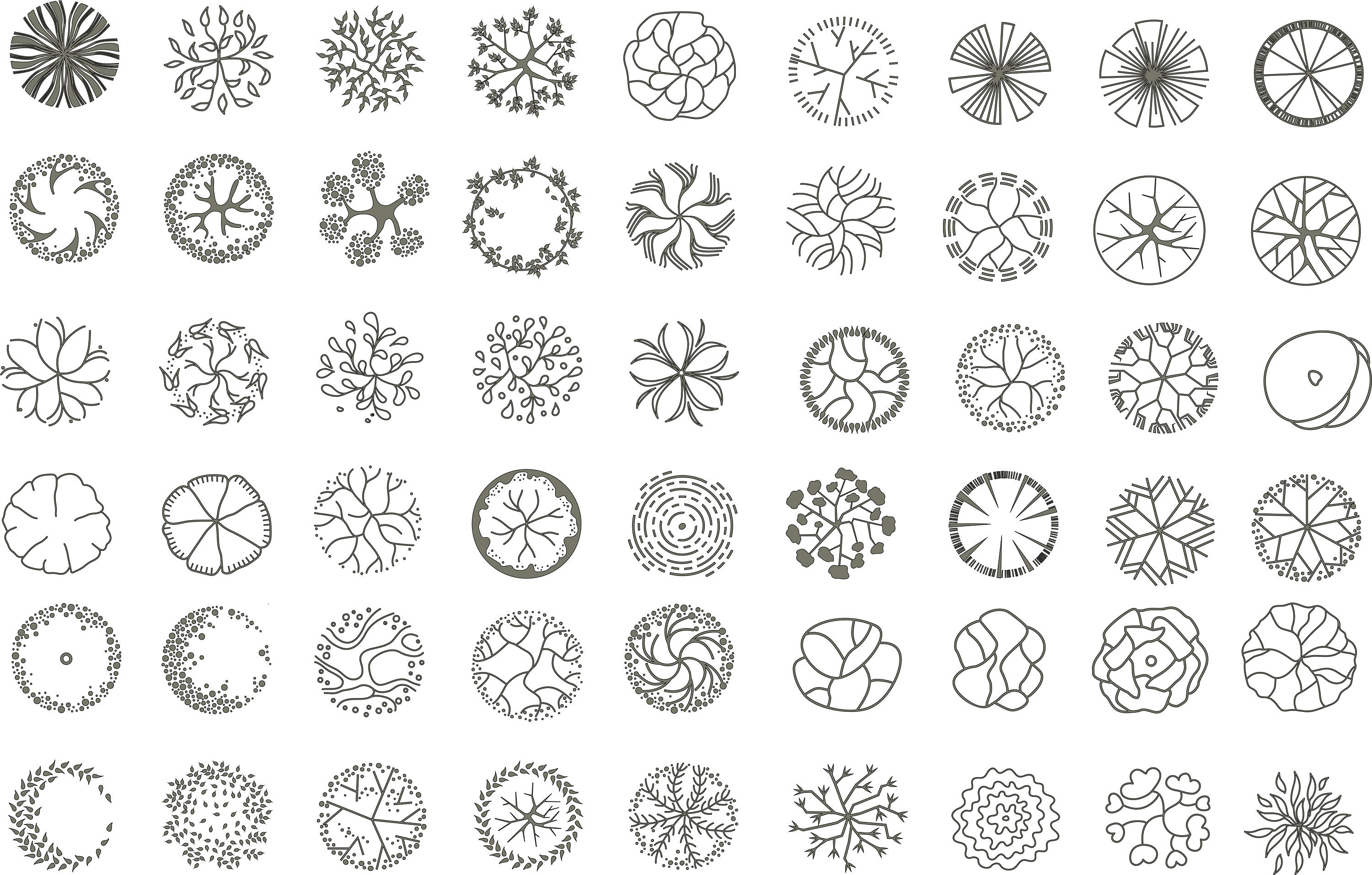 Landscape Tree Plans Line Art Tree Clip Art Design Symbols - Etsy