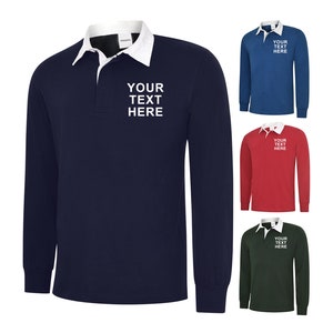 Personalised Classic Rugby Shirt Custom Printed Sports Work Wear Casual Top