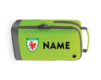 Personalised Childrens Wales Football Rugby Boot Bags Sports School Dancing Gym PE Accessories Ventilated Custom Shoe Kit Bag