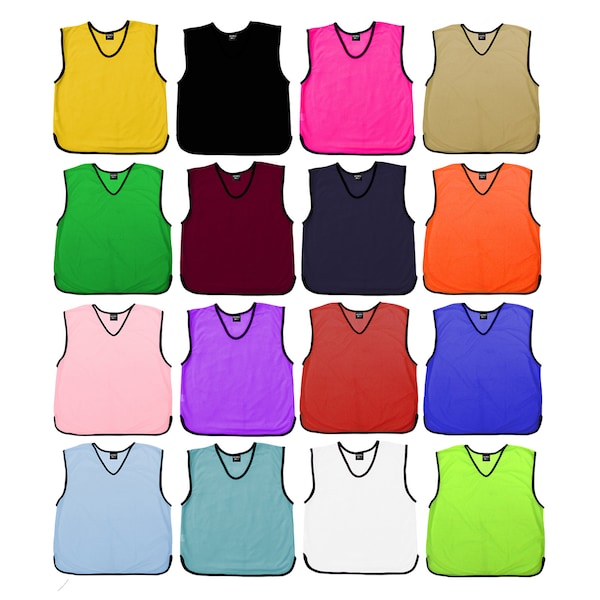 Personalised Training Bibs Football Soccer Rugby Sports Bibs Function Party Outdoor Kids Junior Youth and Adult Sizes 16 Colours 4 Sizes