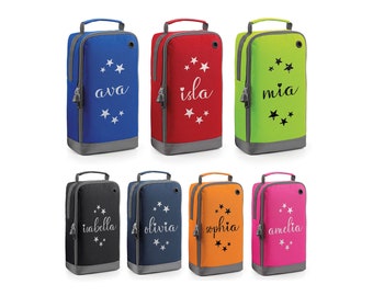 Personalised Girls Glitter Star Shoe Bag Customized Name Football Rugby School Gym Dancing PE Accessory Boot Bags