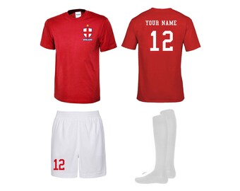Personalised England Football Kits Custom Football Shirt, Shorts and Socks for Boys and Girls Best Birthday Gift for Children Kids Playwear