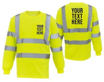 Personalised/customised Yellow Orange Printed hi-vis Visibility Safety T-shirt