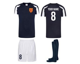 Personalised Scotland Style Football Kits Football Shirt, Shorts and Socks for Boys and Girls Best Birthday Gift for Children Kids Playwear
