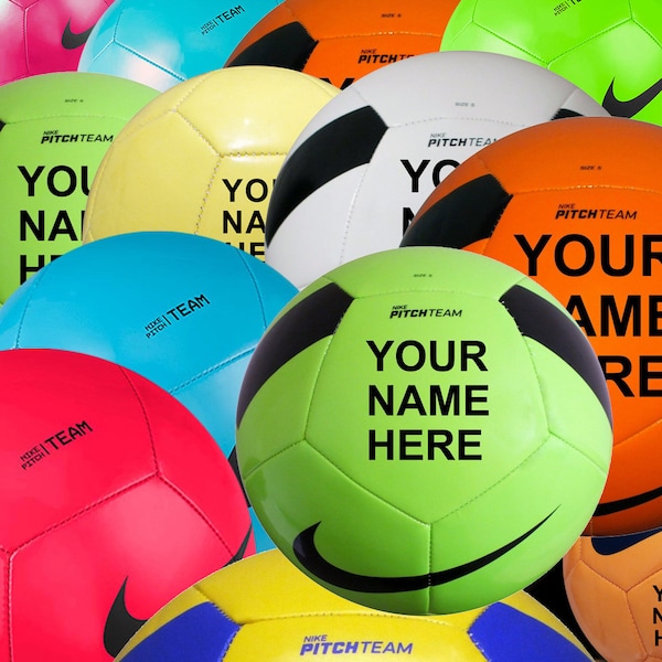 Personalised Any Text Team Pitch Football Size 3, 4, 5 Yellow Green Red White  Print your name or message etc ideal for kids gift