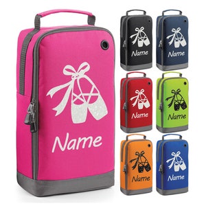 Personalisierte Glitter Jeder Name Ballett Schuh Stiefel Taschen Tanz Schule Gymnastik PE Zubehör Custom Kit Tasche mit Stiefelfach