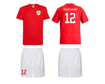 Personalised Wales Style Football Kits Custom Football Shirts and Shorts for Boys and Girls Best Birthday Gift for Children Kids Playwear