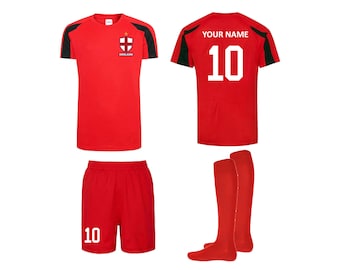 Personalised England Football Kits Custom Football Shirt, Shorts and Socks for Boys and Girls Best Birthday Gift for Children Kids Playwear