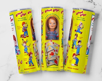 Chucky Tumbler 20 oz Sublimation Design PNG - Movie Character Tumbler Straight and Tapered PNG, Horror Tumbler Wrap, Digital Download