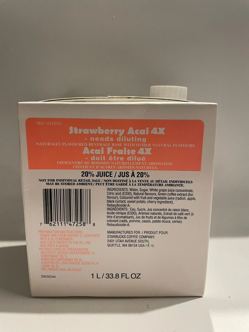 Starbucks Strawberry Açaí Base Etsy