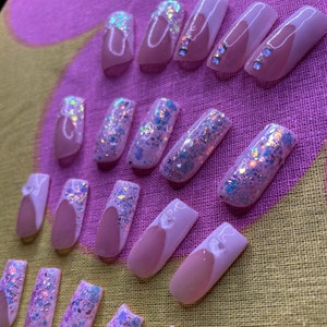 All things Pretty and Pink- Pink sparkle soft gel press on nails