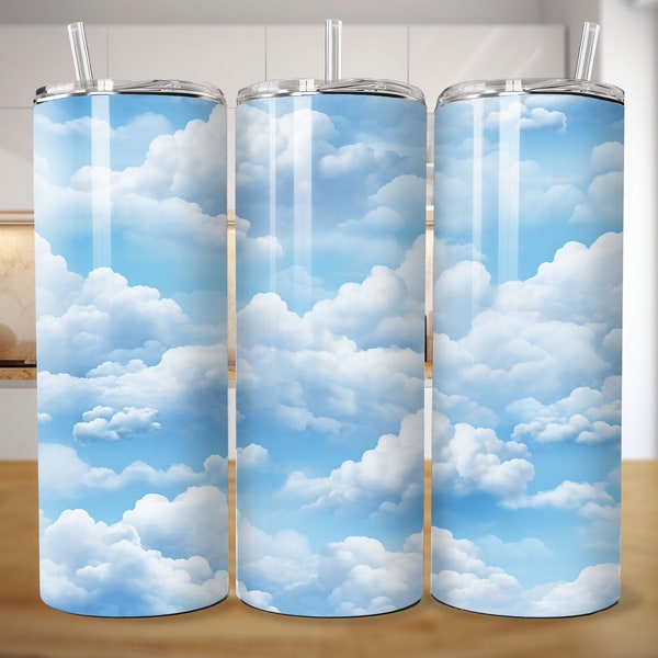 Cloud Tumbler Wrap, Sky, Clouds, Aviation, Clouds in Sky, Plane, Cloud Design for 20 oz Straight Tumbler | Instant Digital Download | PNG