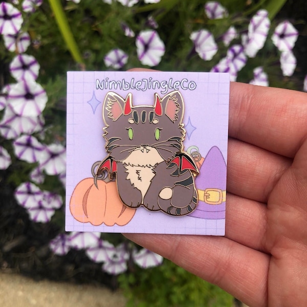 Halloween Demon Kitty Enamel Pin