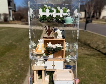 FLAWED Cat House Themed Jumping Spider Enclosure! 4x4x8! READ DESCRIPTION!
