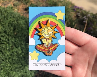 Emaille pin zittende zon