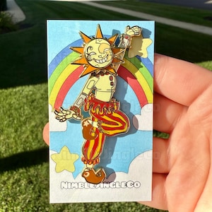 Happy Sun Enamel Pin |Featuring Spinning Rays!|