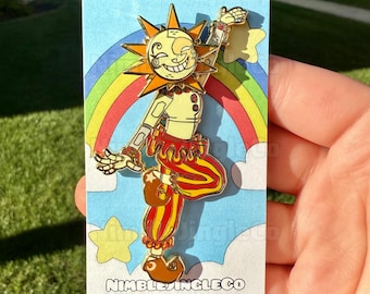 Happy Sun Enamel Pin |Featuring Spinning Rays!|