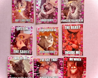 Adesivi divertenti con meme di gatti - Decalcomanie in vinile impermeabili, Serie 5