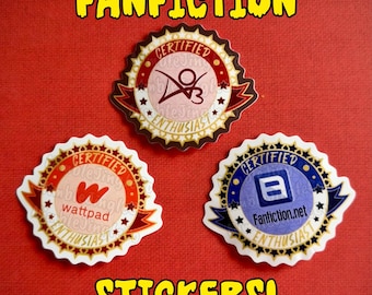 Fanfic Enthusiast Stickers! 2.7 x 2.3 inches! FREE SHIPPING!