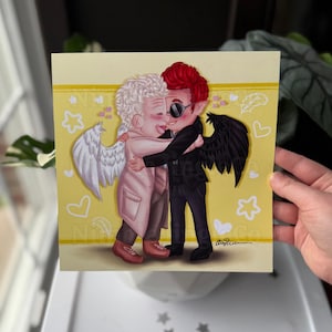 Good Omens Hug - 8x8 Art Print - SIGNED BY ARTIST