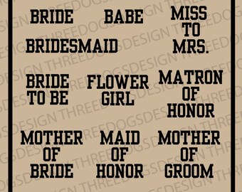 Varsity Bridal Party Bundle - Instant Download - SVG, PNG, JPEG - Bridal Party t-shirt design, Cricut Design, Varsity Bachelorette designs