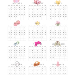 2024 Coquette Kawaii Aesthetic Calendar