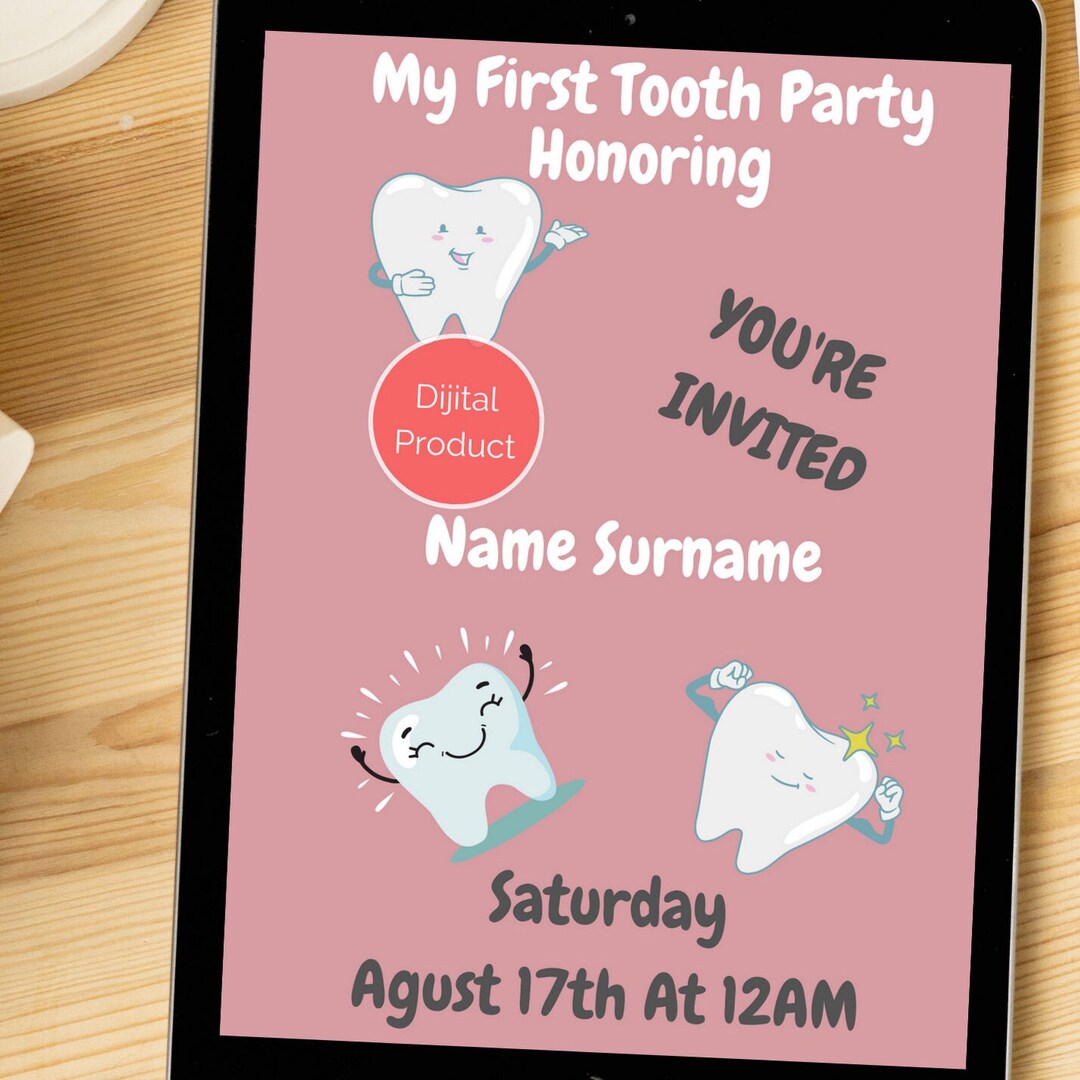 Tooth Party Invitation First Tooth Party Tooth Fairy Tooth Etsy