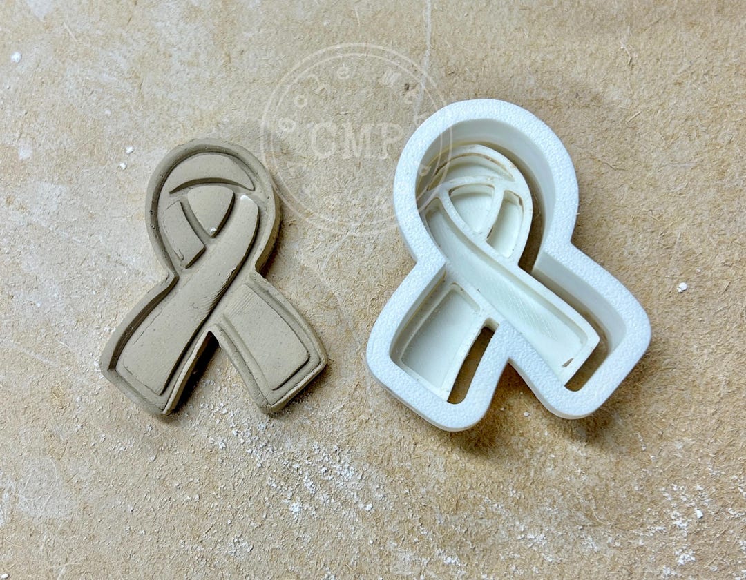 Awareness Ribbon Stamp and Cutter Combo, 3D Printed Stamp, Pottery ...